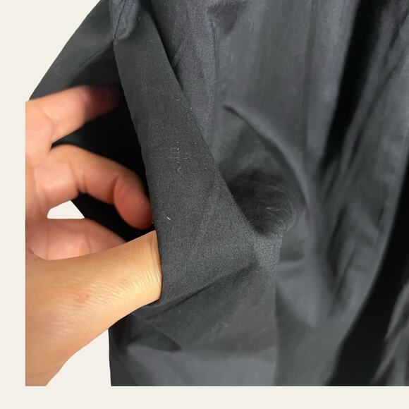 Vince Black Poplin Sleeveless Scoop Neck Smocked Waist Midi Dress Size 8 - Picture 5 of 9